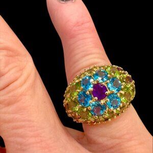Semi-Precious Stone & Gold Cocktail Ring - BRAND NEW